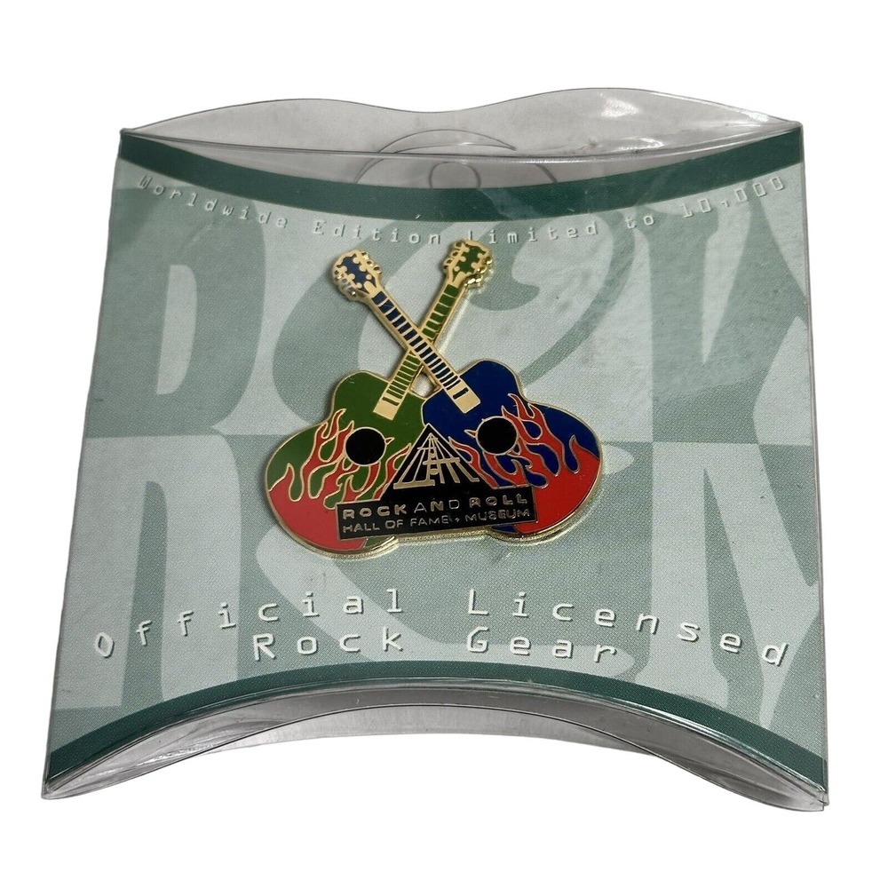 VTG 1995 Officially Licensed Rock And Roll Hall Of Fame Pin Pinback Guitars